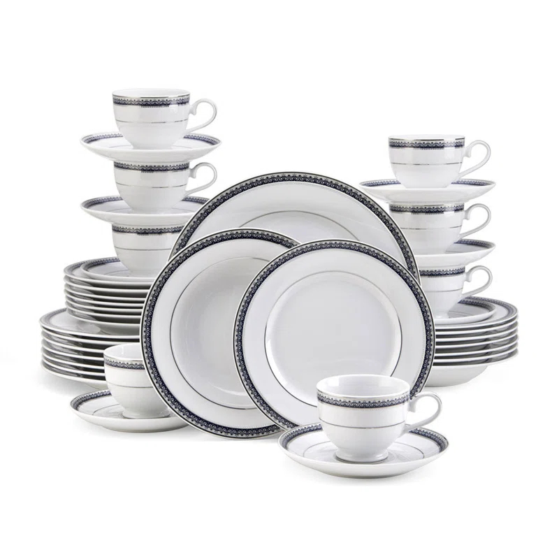 Mikasa Platinum Crown 40-Piece Porcelain Dinnerware Set, Service for 8