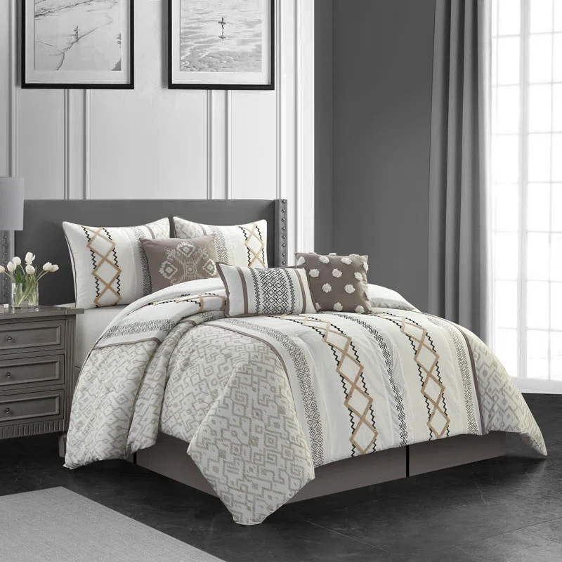 Nanshing America, Inc Anthony Microfiber 7 Piece Comforter Set