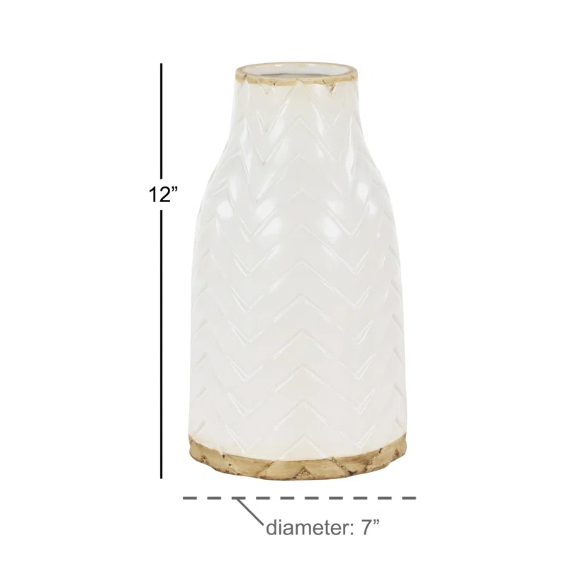Porcelain Ceramic Decorative Vase with Brown Base