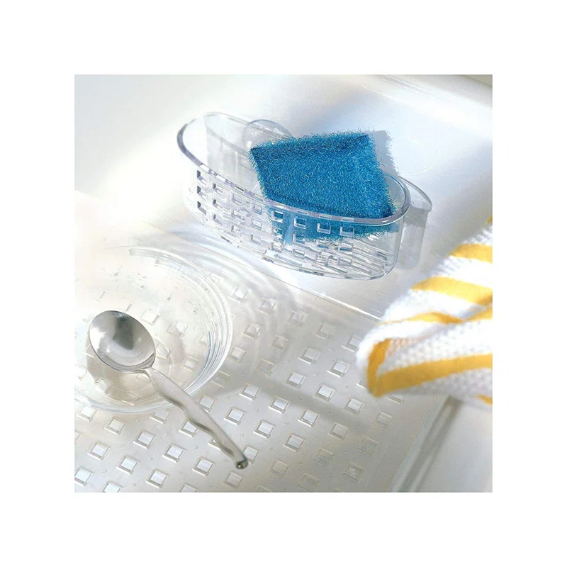 iDesign Euro Plastic Sink Grid, Non-Skid Dish Protector Mat, 16" x 12.5", Clear