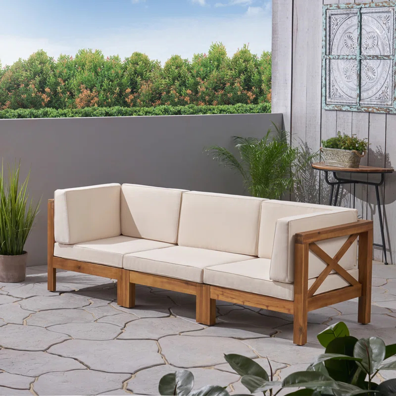 Highland Dunes 30.3'' Acacia Outdoor Patio Sofa