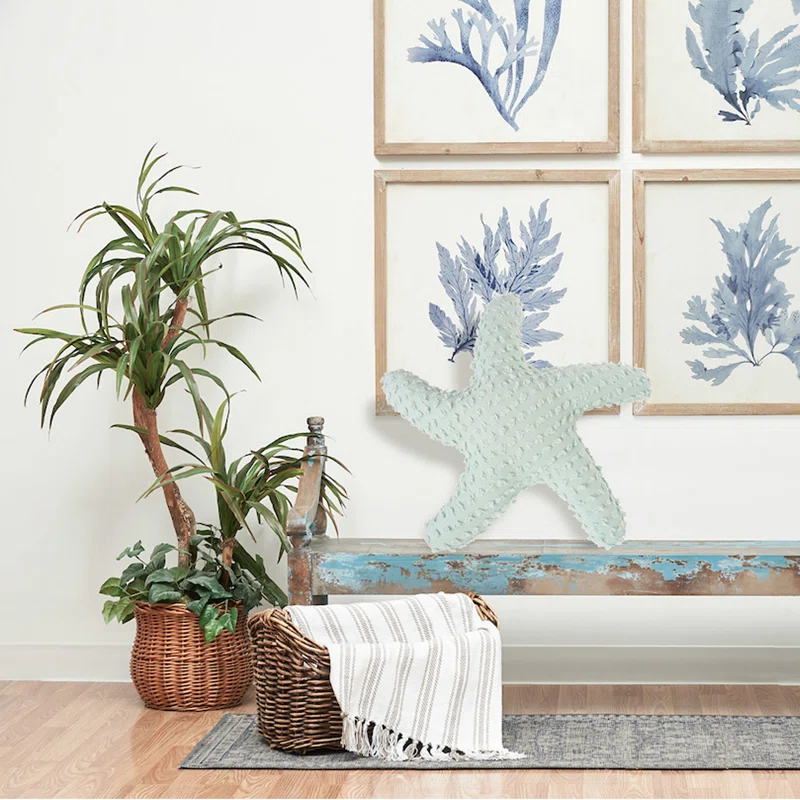 C&F Home 25" Green Starfish Shaped Coastal Accent Throw Pillow Decor Decoration 25.0 in.