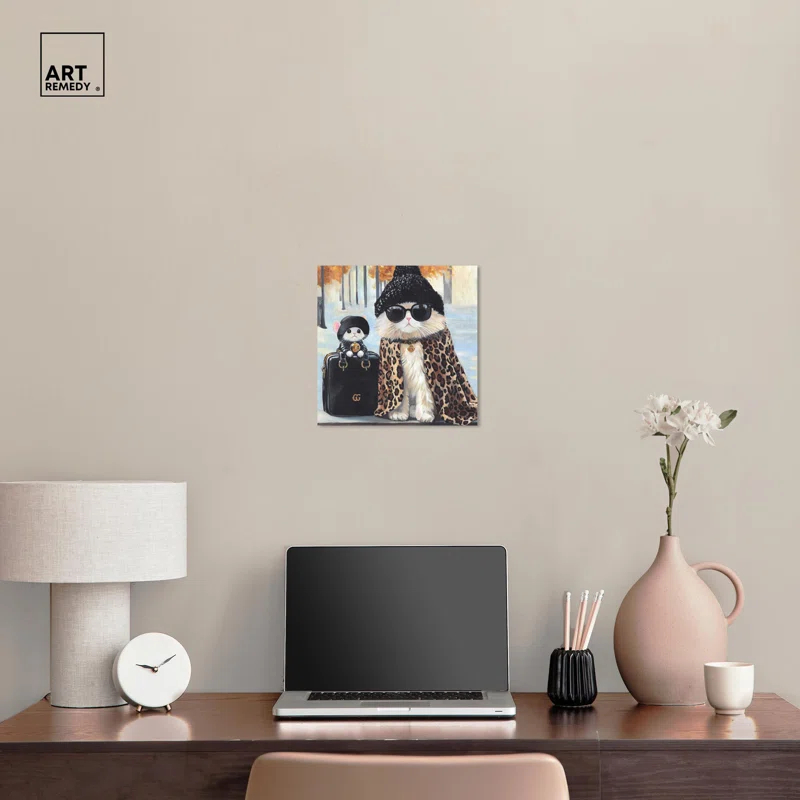 Art Remedy Friendly Fashion Canvas Cute Cat Art Prints by Art Remedy