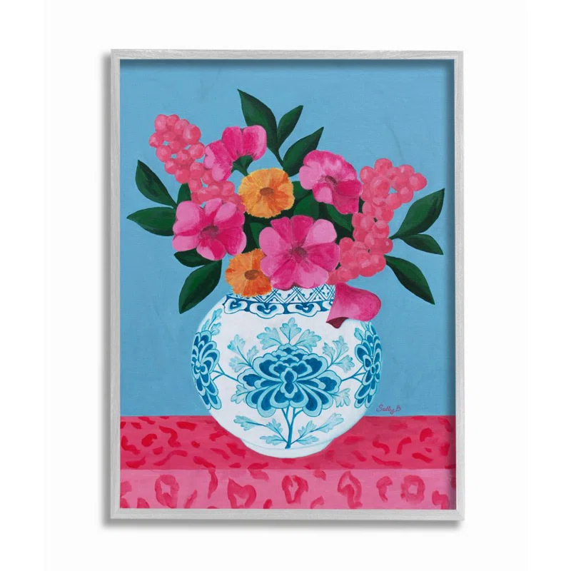 Stupell Industries " Flower Vase Pink Blue " by Sally B