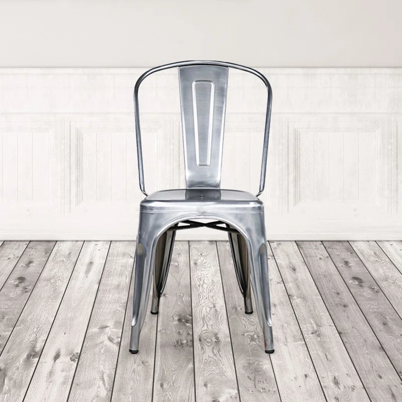 Amerivend Works 17'' H Metal Stacking Side Chair (Set of 2)