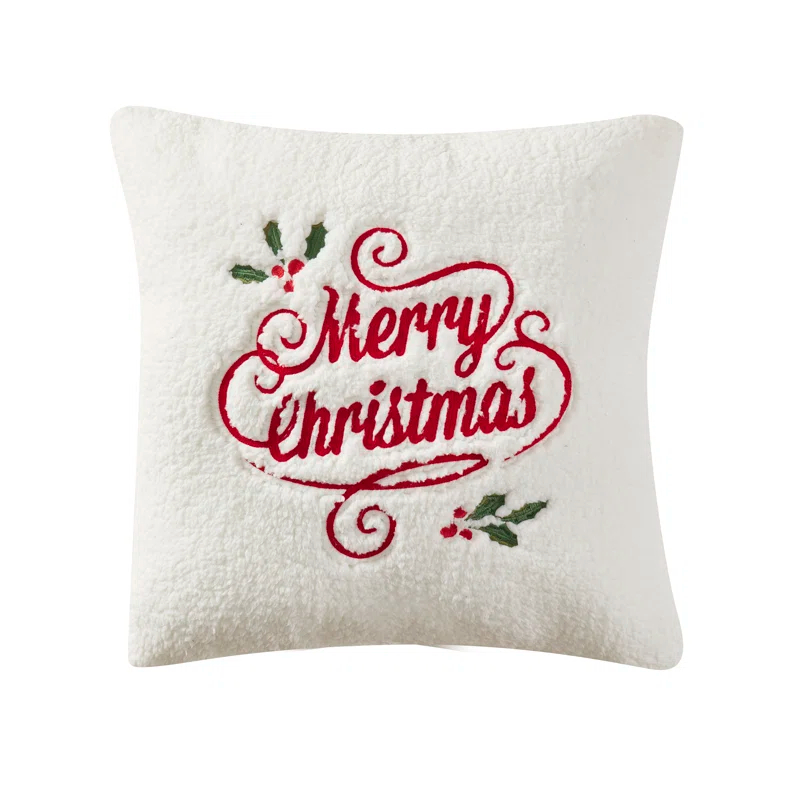 Five Queens Court Merry Christmas Holly Pillow 20" Square Decorative Throw Pillow