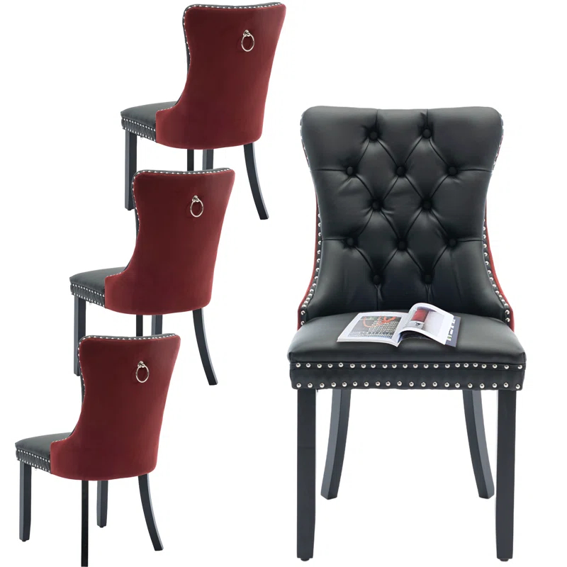 Rosdorf Park High-end Tufted Velvet Upholstered Nailhead Dining Chair
