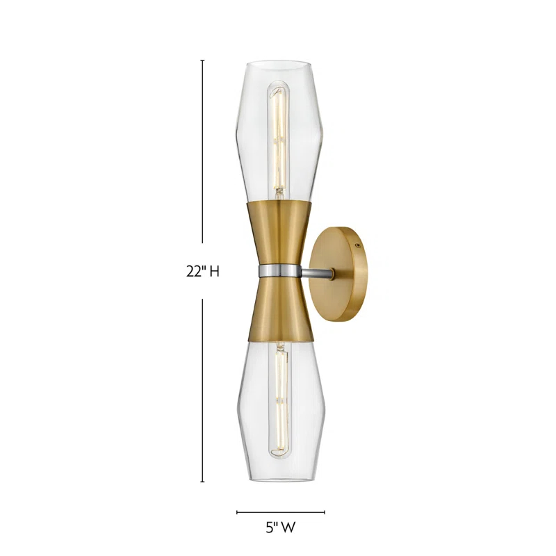 Lark Livie 2-Light Tall Angular Wall Sconce with On/Off Button