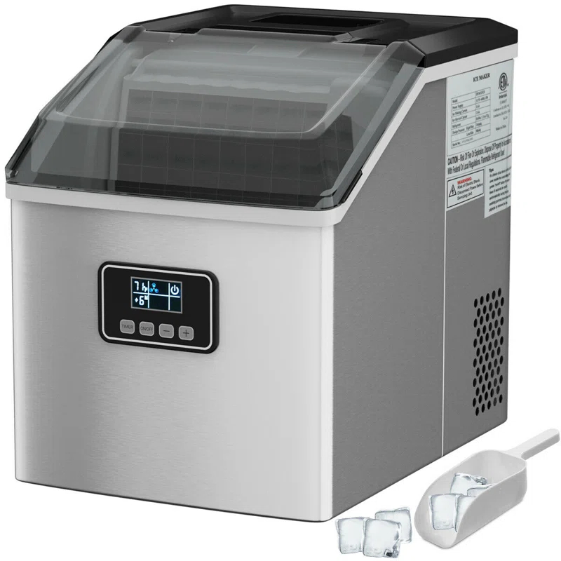 Calorful 48 Lbs Stainless Self-Clean Ice Maker With LCD Display