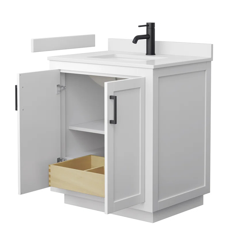 Wyndham Collection Miranda 30" Freestanding Single Bathroom Vanity with Cultured Marble Top