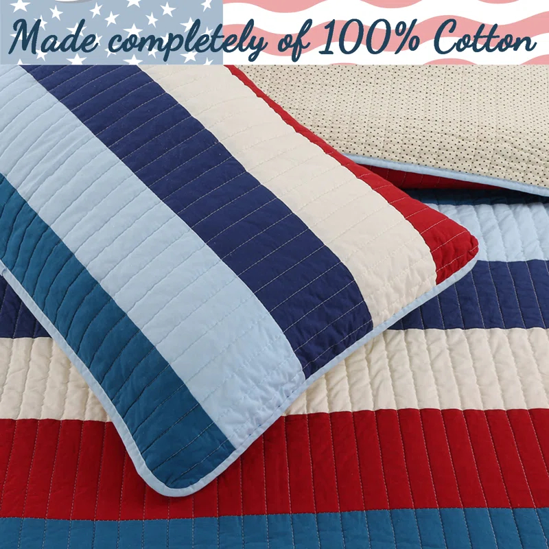 Cozy Line Home Fashion Williamsburg Cotton Striped Quilt Set