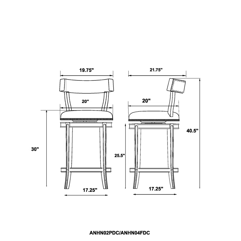 Alaterre Hanover Swivel Bar Height Stool, White and Gray, 30-Inch Seat Height, Solid Rubberwood Frame with Faux Leather Upholstery, Nailhead Trim, Memory Return Swivel, Ideal for Kitchen, Dining Area, Set of 2