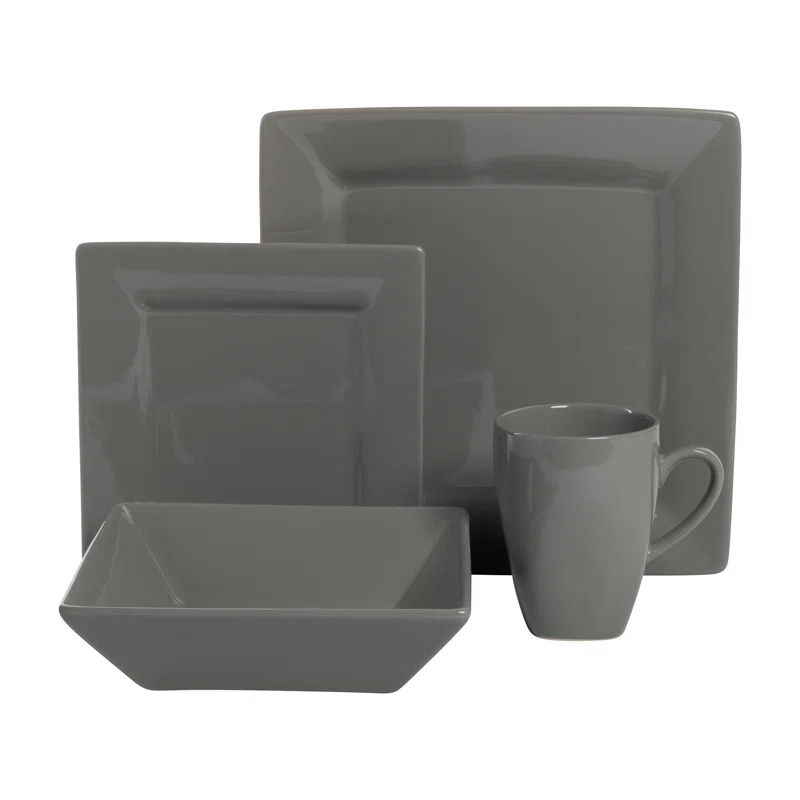 Ten Strawberry Street Nova Square Stoneware 38 Piece Dinnerware Set, Service for 6