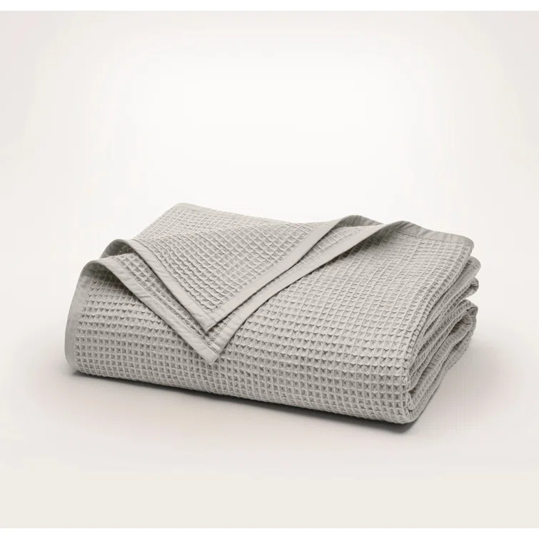 GOURE Waffle Bed Blanket – Luxurious 100% Organic Cotton Bedding – Soft, Lightweight and Breathable – Plush and Springy Waffle Weave Design – Pewter, Full/Queen