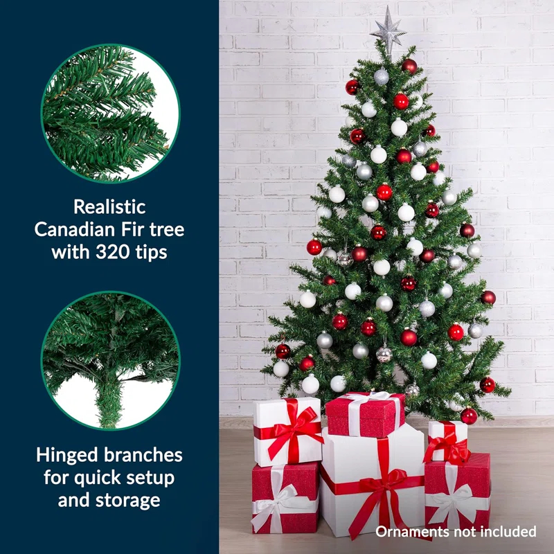 Premium 4Ft Christmas Tree W/ 320 Tips For Fullness - 4 FT Christmas Tree Small - Artificial Canadian Fir Full Bodied Small Christmas Tree 4Ft W/Metal Stand, Lightweight & Easy To Assemble