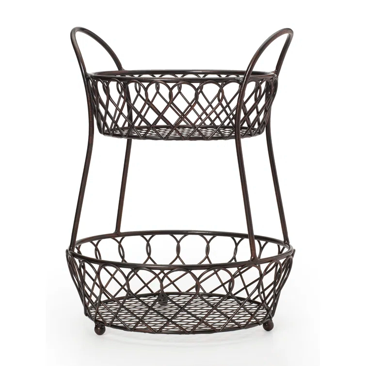 Gourmet Basics by Mikasa Gourmet Basics by Mikasa Loop and Lattice Wire Basket, Antique Black