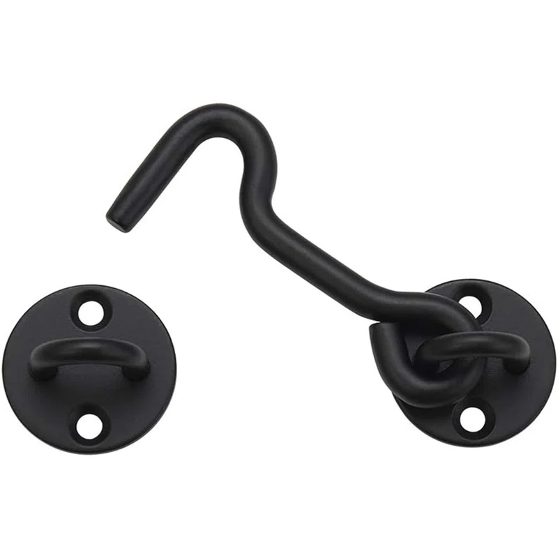 MAXAYA 4” Privacy Hook And Eye Gate Latch Easy Lock For Barn Door, Blac...