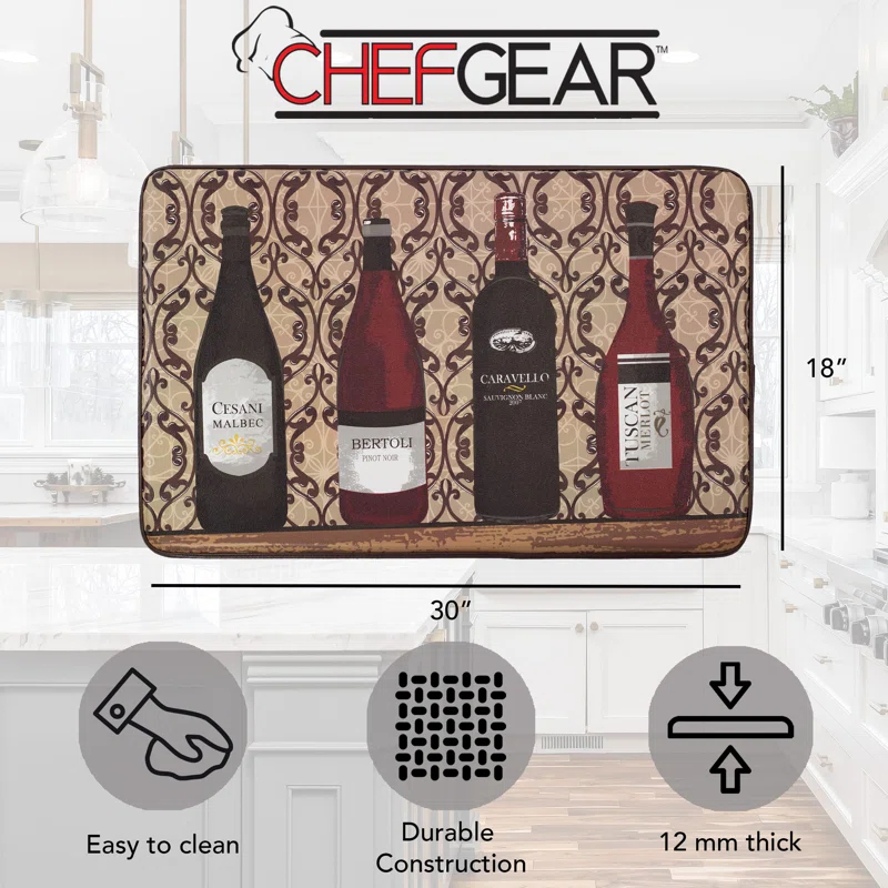 Chef Gear Cushioned Assorted Wines Chef Kitchen Mat