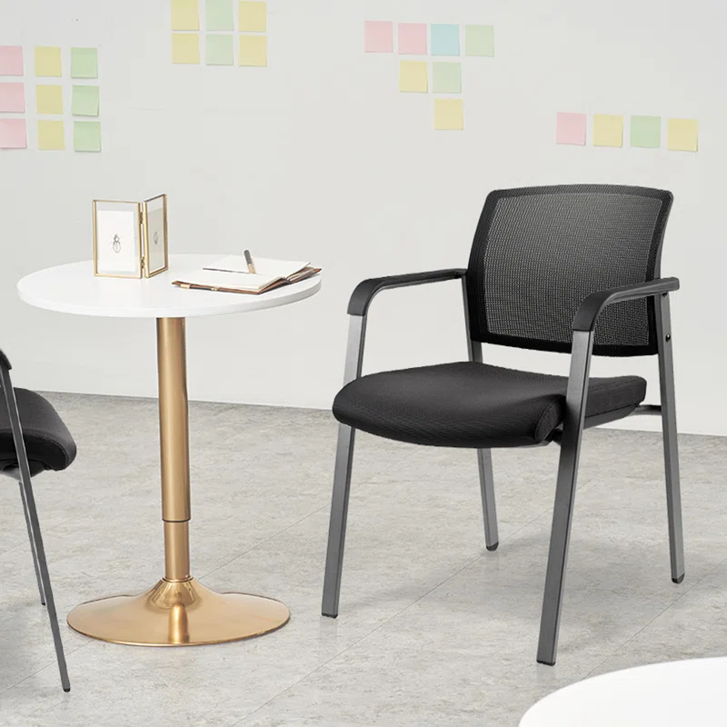 Clatina CLATINA Mesh Back Stacking Upholstered Side Arm Guest Chair For Waiting Conference Room