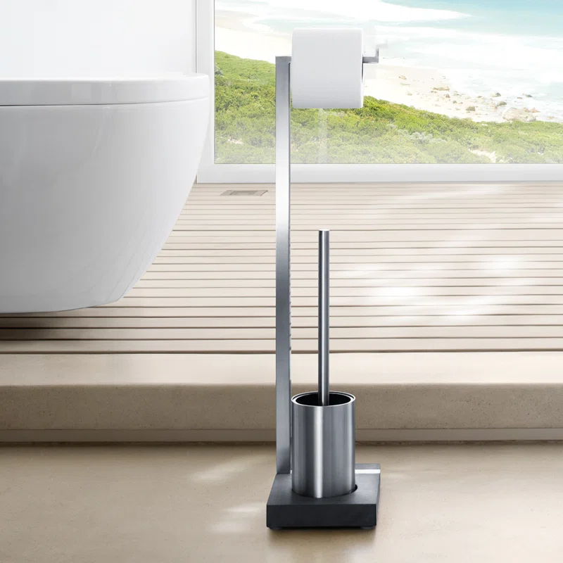 MENOTO Free Standing Toilet Brush and Paper Holder Set