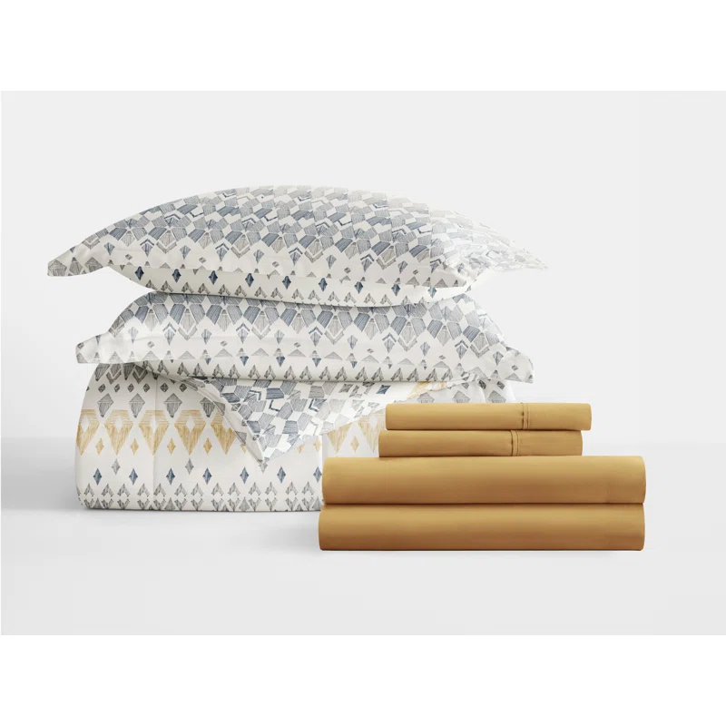 7-Piece Bedding Bundle - Pattern Comforter and Sheet Set