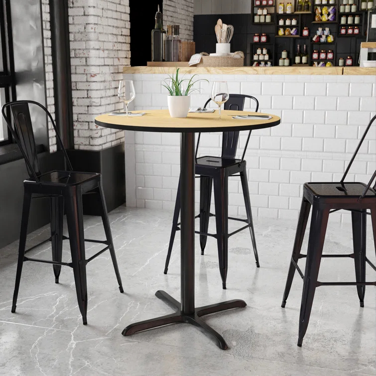 Flash Furniture Carrus Round Laminate Table Top with Height Table Base