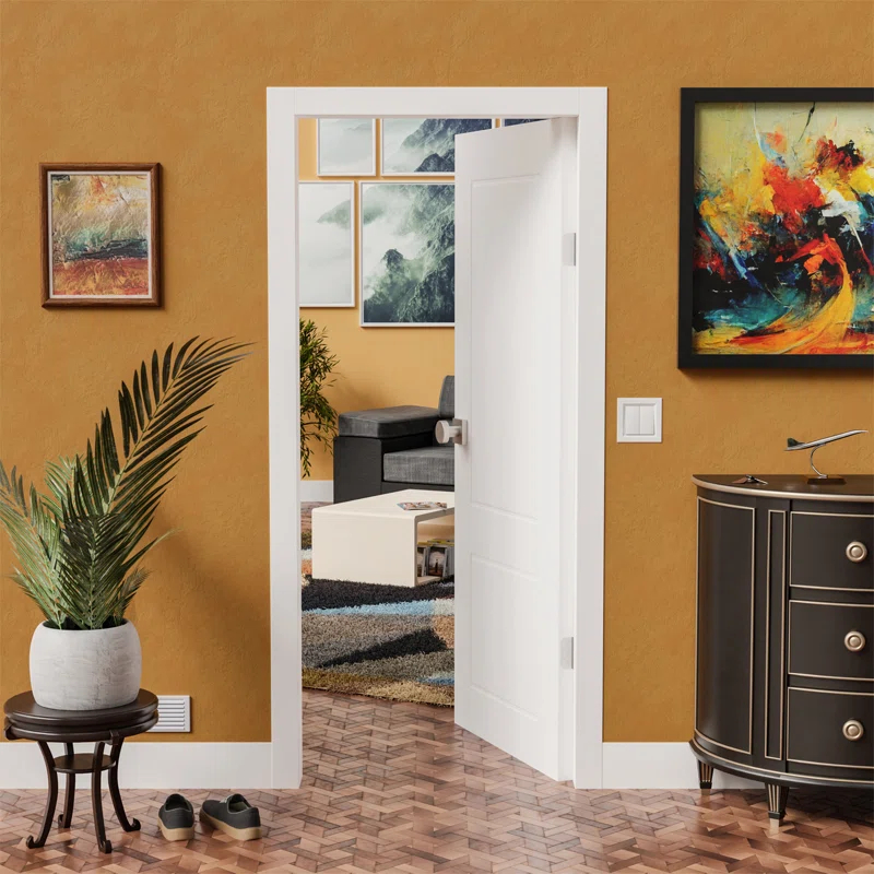 Villar Home Designs Prefinished 2-Panel Cascade White Wood Door Slab With American Standard Lock Precut