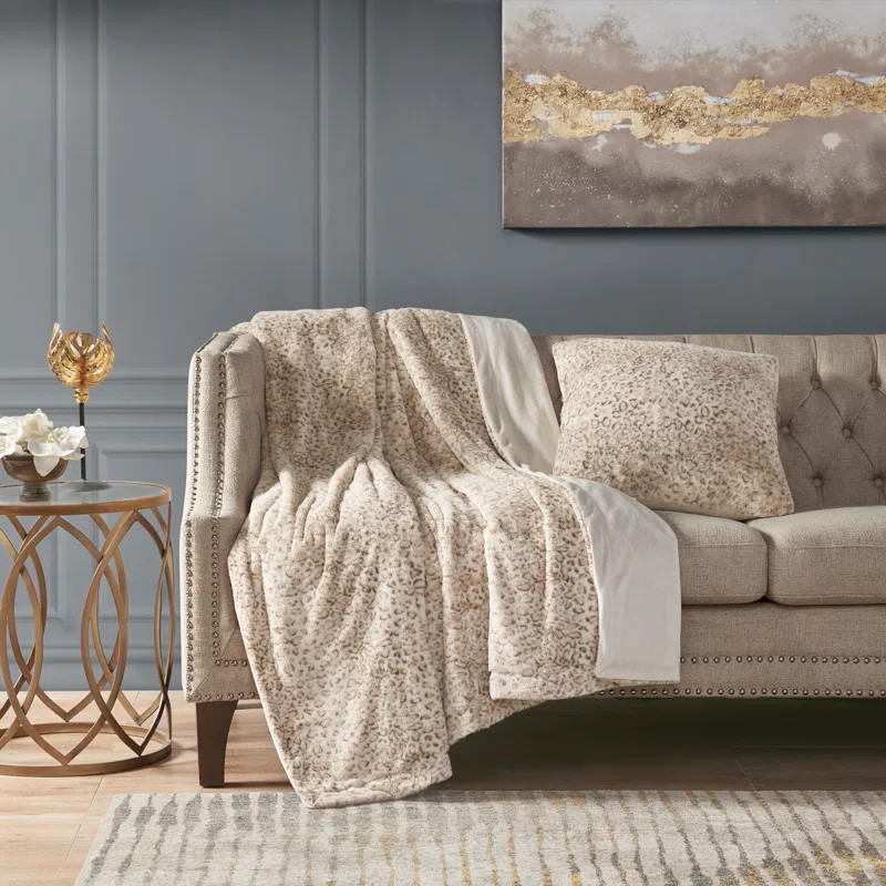 Madison Park Faux Fur Striped Throw Pillow