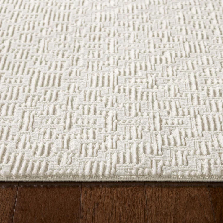 Town & Country Living TOWN & COUNTRY LUXE Tretta Modern Geo Area Rug with Plush High-Low Texture, Ivory