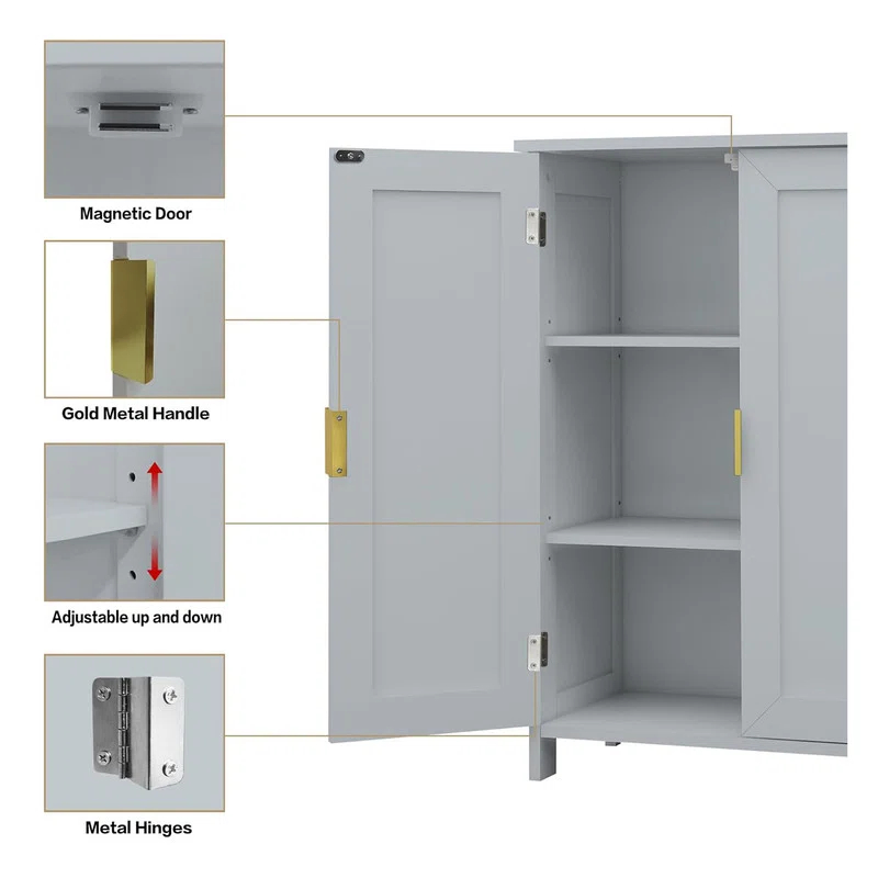 Bathroom Storage Cabinet, Freestanding with 2 Doors,Towel Cabinet for Bathroom Floor Cabinet