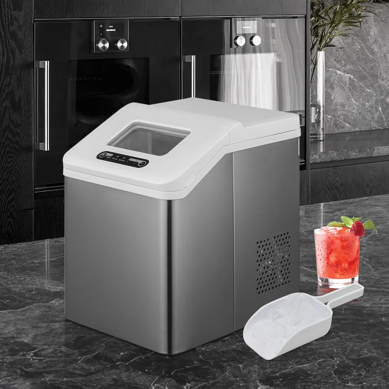 MoNiBloom Countertop Ice Maker Machine with Auto-Cleaning, 26lbs in 24Hrs, 32 Ice Cubes Ready in 20 Mins, Portable Ice Maker with Basket and Scoop