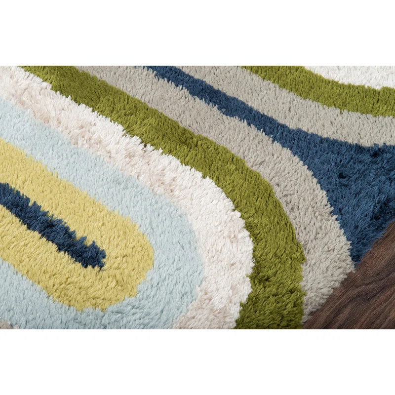 Novogratz Geometric Handmade Area Rug in Green/Yellow/Light Blue