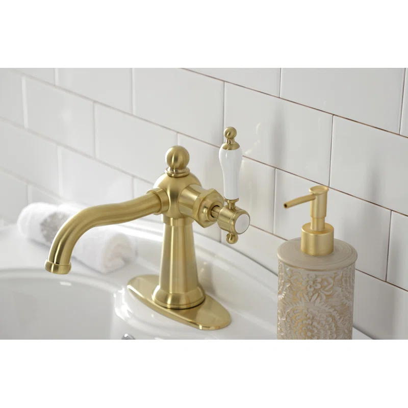 Kingston Brass KSD154KLBB Kingston Brass Nautical Single-Handle 1-Hole Deck Mount Bathroom Faucet with Push Pop-Up and Deck Plate