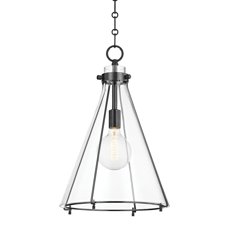 Sybil Pendant Light - Clear / Flared / Antique Brass