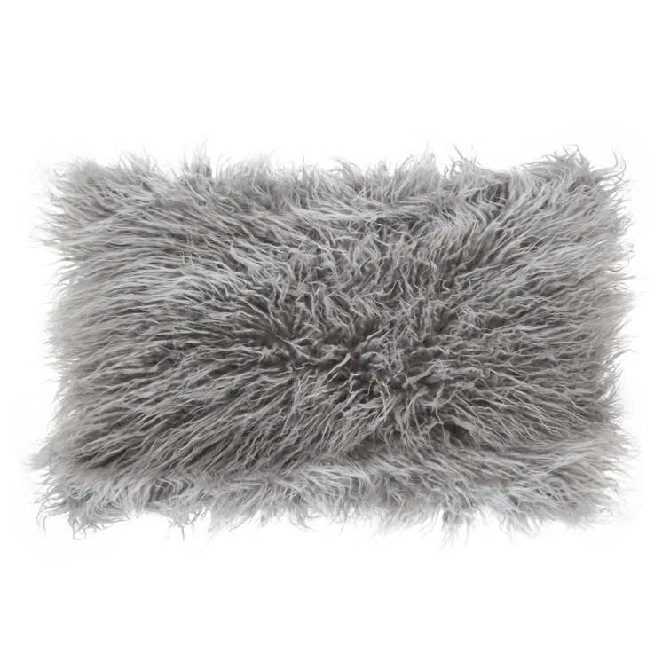Saro Faux Mongolian Collection Faux Fur Throw Pillow