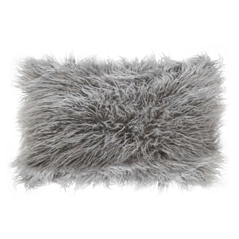Saro Faux Mongolian Collection Faux Fur Throw Pillow