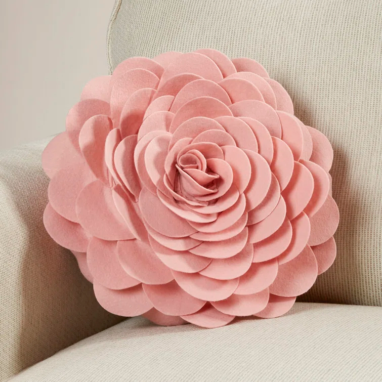 Saro Felt Collection Appliqued Felt Throw Pillow