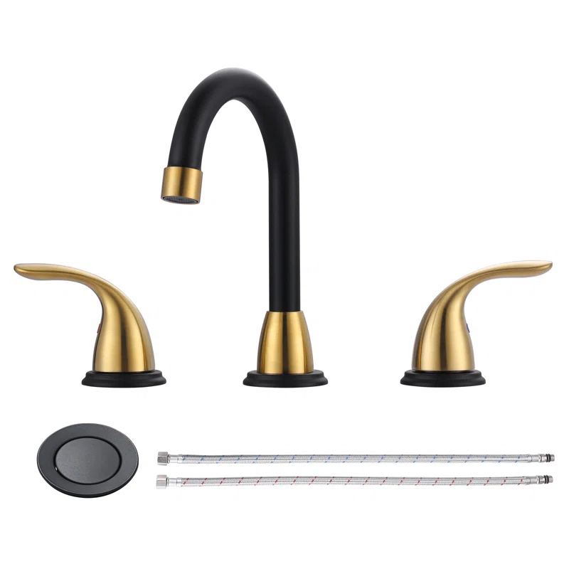 8 Inch Widespread Double Handle Bathroom Faucet With Pop-Up Drain Kit