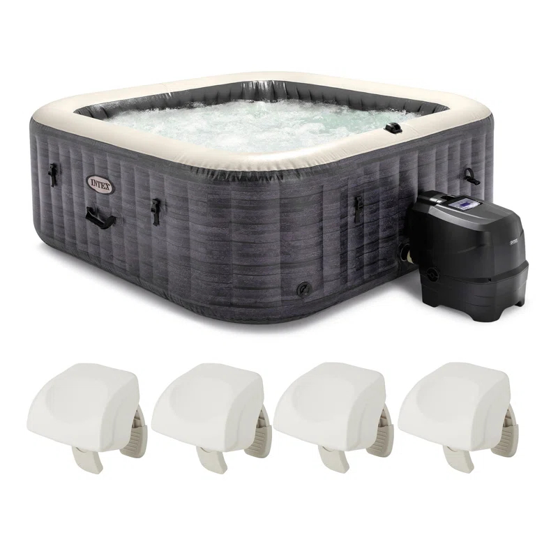 Intex Intex 120 Volt 6 Person - Person 140 - Jet Vinyl Square Inflatable Hot Tub in Gray