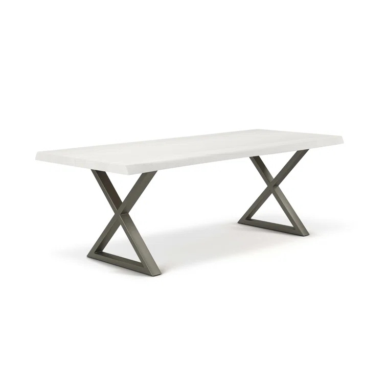 Whitewash Acacia & Pewter Aluminum 79" Contemporary Dining Table