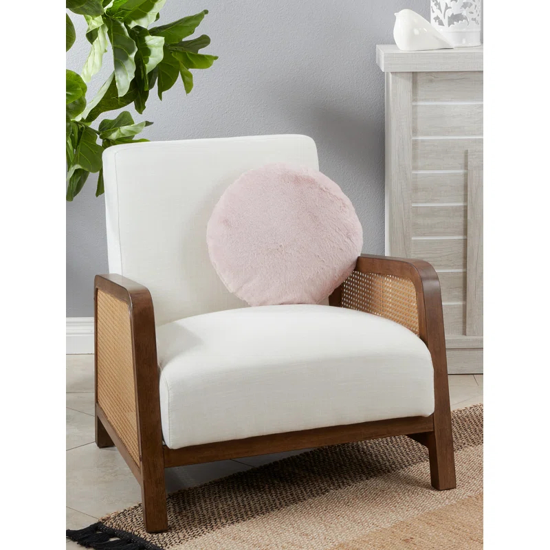 Saro Faux Rabbit Fur Collection Reversible Throw Pillow