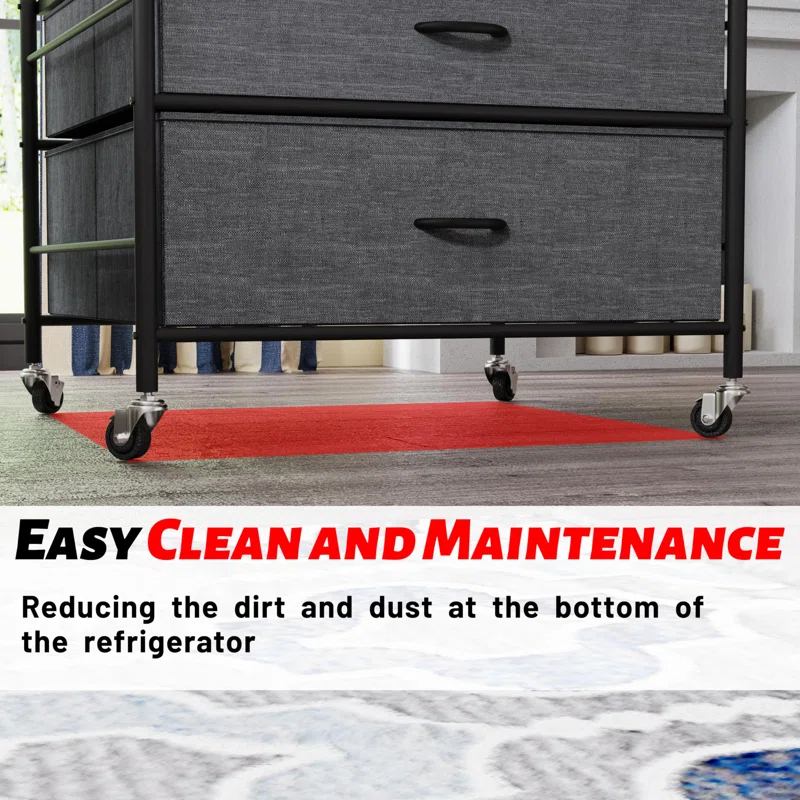 Hokku Designs 2 Drawer Dresser, 120LBS Fabric Storage Tower, 2 Drawer Storage Cart, Mini Fridge Stand With Storage, Metal Frame Iron Top