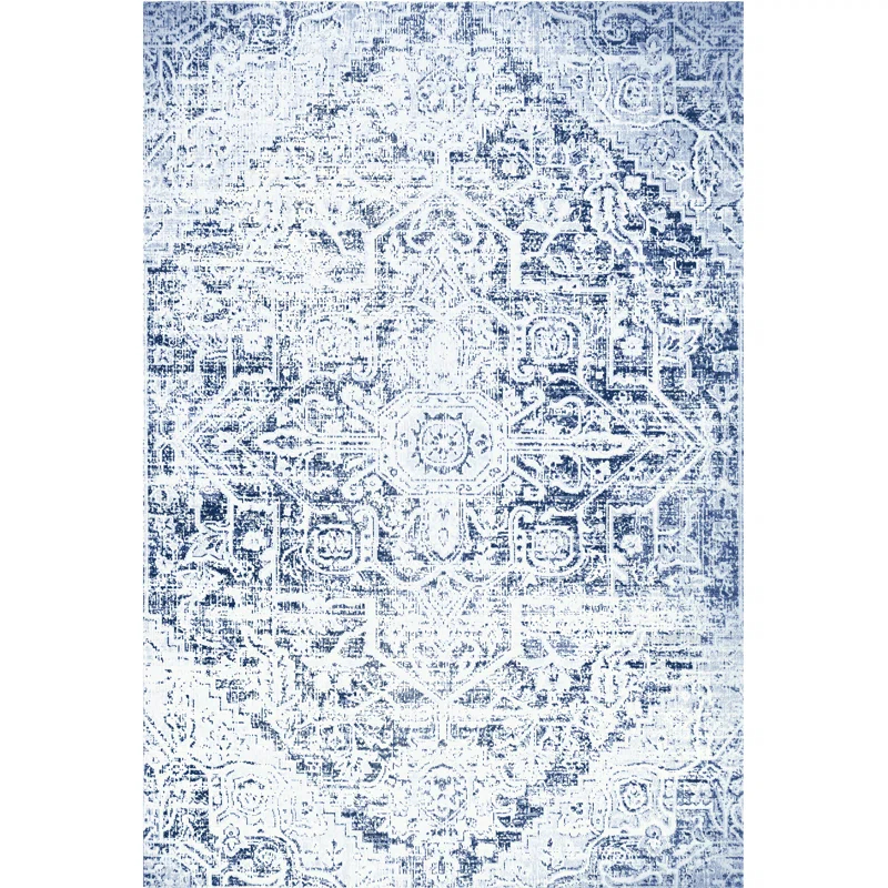 Nicole Miller Nicole Miller New York Patio Sofia Medallion Indoor/Outdoor Area Rug, Navy Blue/Aqua