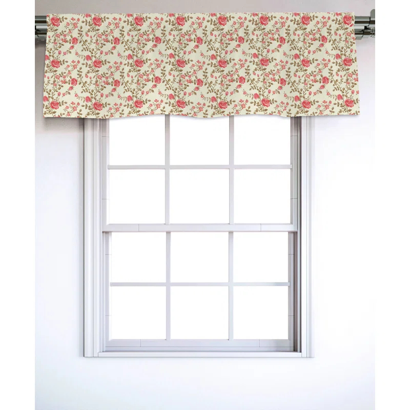 Ambesonne Floral Sateen Ruffled 54'' W Window Valance in