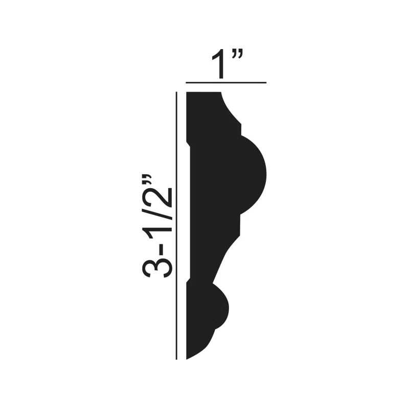 WM 298 3-1/2 in x 1 in x 6 in Long Plain Recycled Polystyrene Panel Moulding Sample