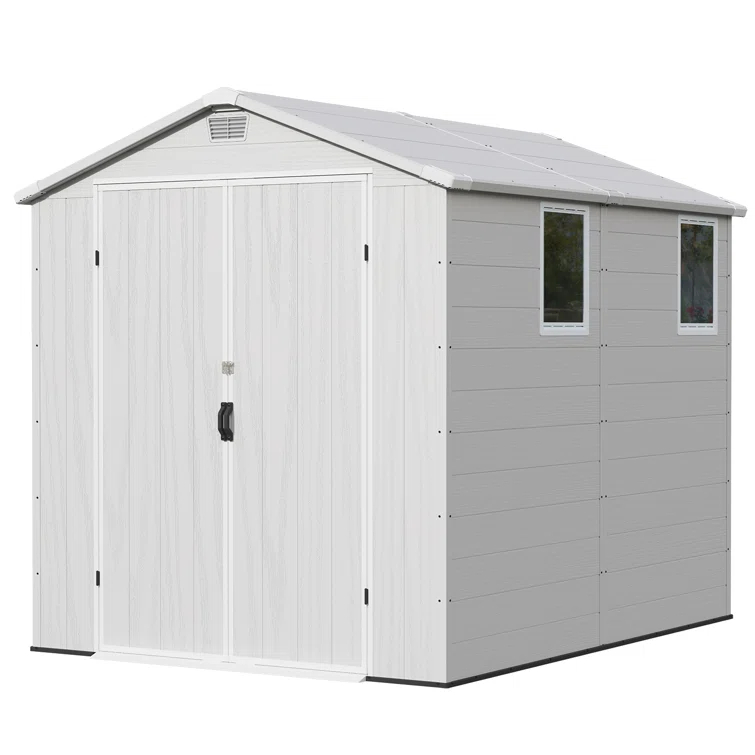 Patiowell 6 Ft. W X 8 Ft. D Resin Outdoor Storage Shed, Weather-resistant Outdoor Storage With Reinforced Design