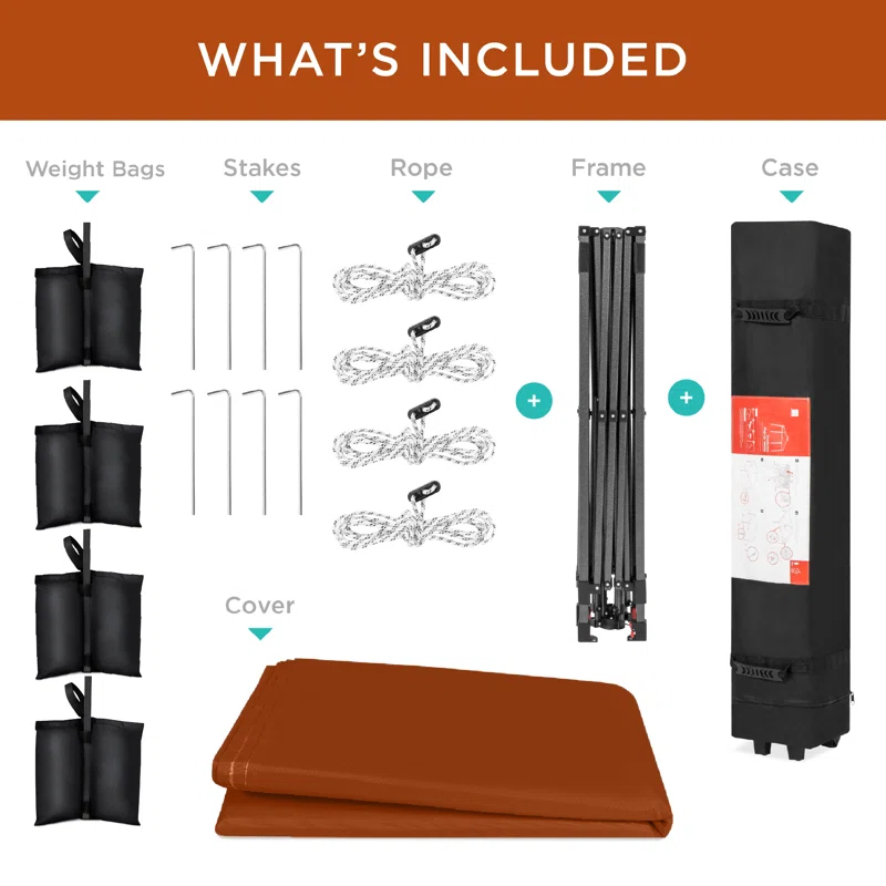 Best Choice Products Easy Setup Pop Up Canopy W/ 1-Button Setup, Wheeled Case, 4 Weight Bags