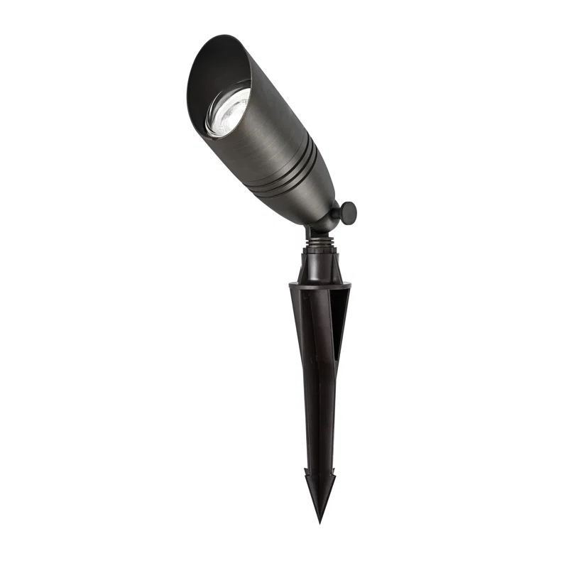 Elegant Lighting Outdoor 12V Cast Brass spot light 3 inch Wide x 8.5 inch High in Dark Bronze with spring