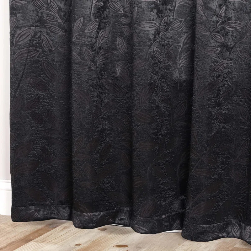 Modern Bohemian Leaves Polyester Machine Washable Room Darkening Blackout Curtains by Superior (Set of 2)