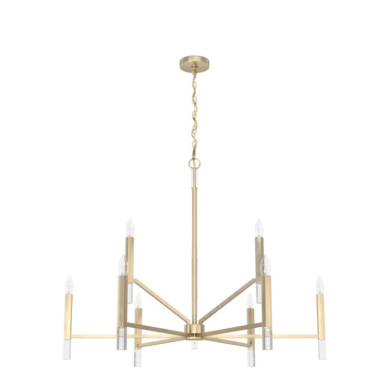 Sunjai 9 Light 2-Tier Sputnik Modern Linear Chandelier